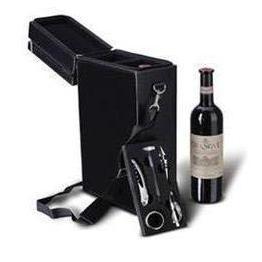 5Pc Wine set in 2 bottles Wine Travel Leather box X - 1