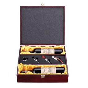4Pc Wine set in 2 bottles Wine wooden box B - 35
