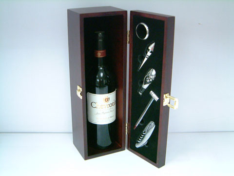 JY-2331  5pcs Wine Set in Wine Wooden Box