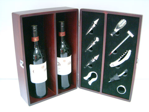 JY-2333  9pcs Wine Set in Wine Wooden Box<br>(for 2 bottles)