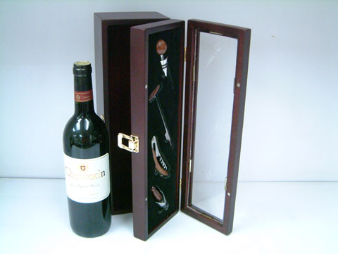 JY-2335  4pcs Wine Set in Wine Wooden Box<br>(In Display Wine Bo