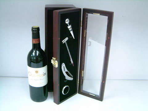 JY-2336  4pcs Wine Set in Wine Wooden Box<br>(In Display Wine Bo