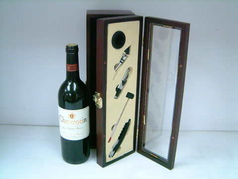 JY-2337  5pcs Wine Set in Wine Wooden Box<br>(In Display Wine Bo