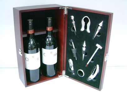 JY-2338  9pcs Wine Set in Wine Wooden Box<br>(for 2 bottles)