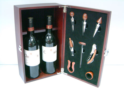 JY-2339  8pcs Wine Set in Wine Wooden Box<br>(for 2 bottles)